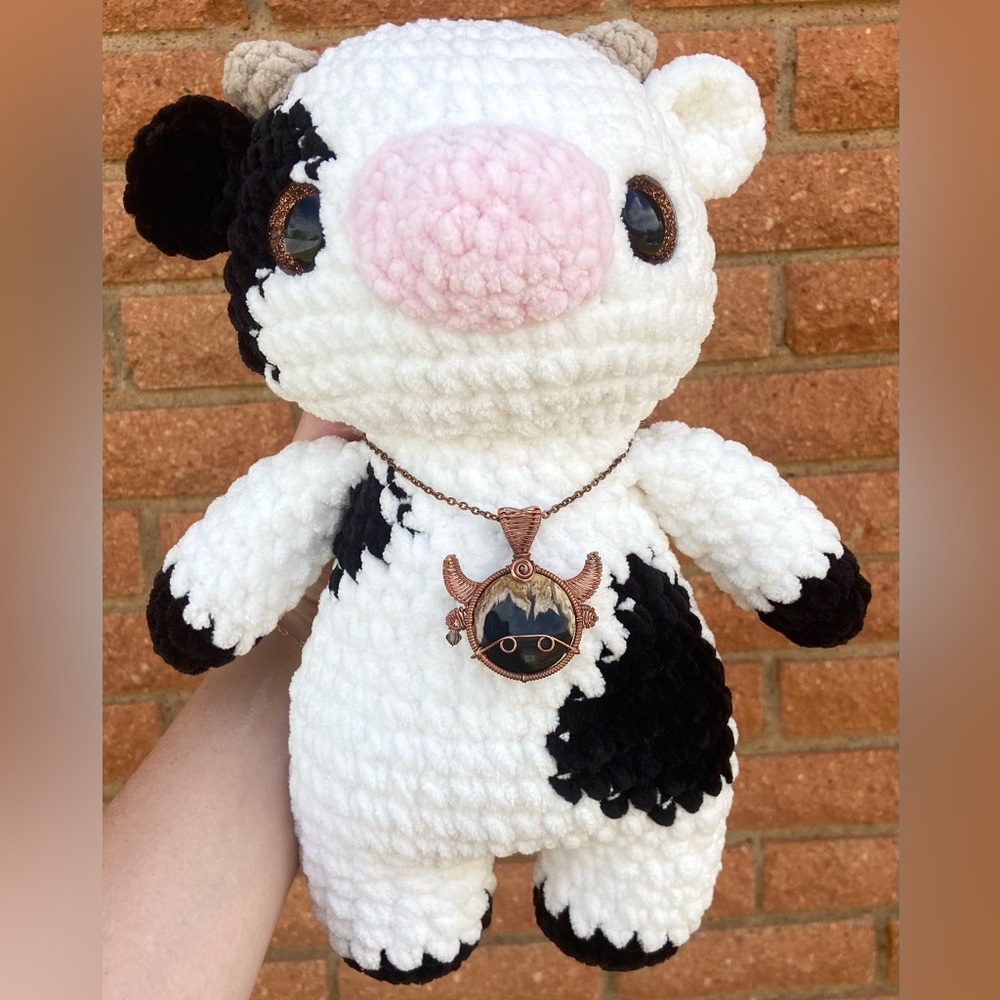 Cute Cow Plush with Cow Pendant Necklace🐮🐄